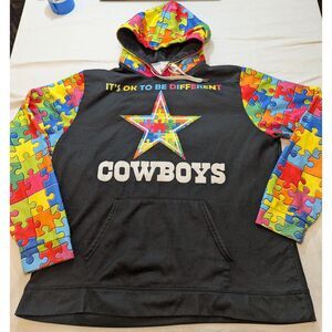 Dallas Cowboys Autism Awareness Hoodie Puzzle Piece Graphic Black XL